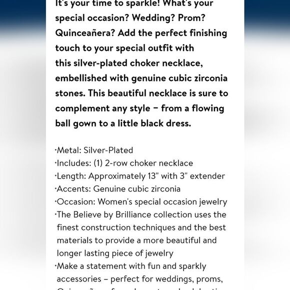 Believe By Brilliance Fine Silver Plated CZ Choker Necklace - Picture 3 of 7